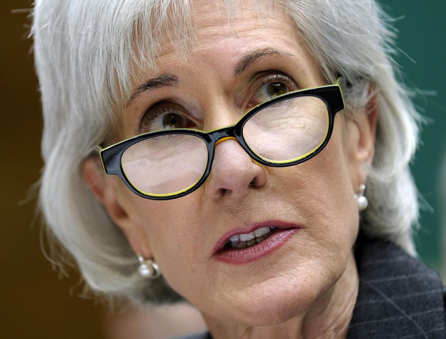 FILE - In this Dec. 11, 2013, file photo, Health and Human Services Secretary Kathleen Sebelius testifies on Capitol Hill in Washington. President Barack Obama’s budget pushes the HHS budget over $1 trillion for the first time, reflecting an aging population adding to the Medicare rolls, as well as expanded coverage for younger people through the new health law. HHS runs Medicare, Medicaid and the insurance expansion in Obama's health overhaul law, which together provide coverage for about 1 in 3 Americans. Its growing prominence in the federal budget reflects the rise of benefit programs, which now account for more than two-thirds of all government spending. (AP Photo/Susan Walsh, File)