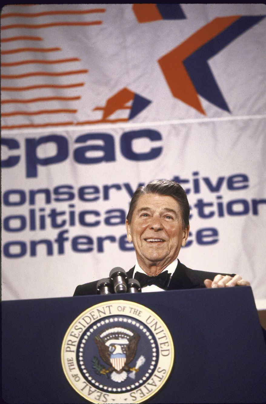 Conservative UNITER: Ronald Reagan was one of the speakers at the Conservative Political Action Conference in 1986 and at the group&#x27;s first gathering in 1974, when nearly 1,000 people listened to California&#x27;s governor at the time. Stan Evans, the ACU chairman who presided over that conference, said it was simple back then: &quot;Are you for Reagan or not?&quot; (Getty Images)
