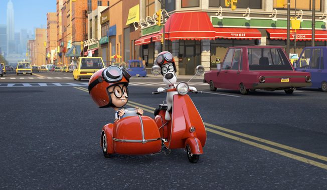 This image released by DreamWorks Animation shows Sherman, voiced by Max Charles, left, and Mr. Peabody, voiced by Ty Burell, in a scene from &amp;quot;Mr Peabody &amp;amp; Sherman.&amp;quot; (AP Photo/ DreamWorks Animation)