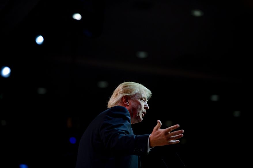 Donald Trump speaks at the Conservative Political Action Conference (CPAC) held at the Gaylord Hotel, National Harbor, Md., Thursday, March 6, 2014. (Andrew Harnik/The Washington Times)