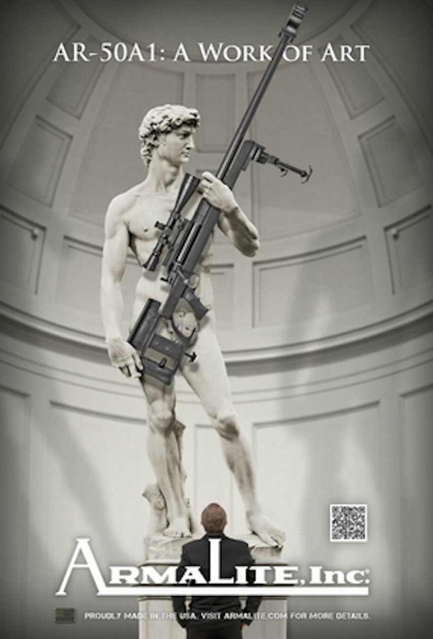 Italian officials are threatening legal action against Illinois-based arms manufacturer ArmaLite for an advertisement showing Michelangelo's "David" holding a rifle. (Twitter: ArmaLite)