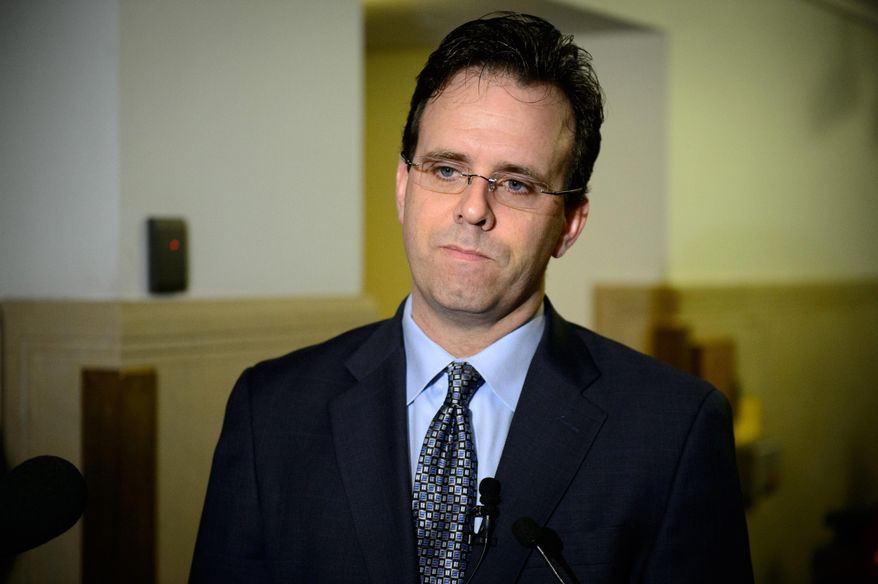 Rep. Pat Garofalo, R-Farmington, talks to the media after he apologized for a tweet on Monday, March 10, 2014, in St. Paul, Minn. Garofalo sent out a tweet Sunday evening about the National Basketball Association. (AP Photo/The Star Tribune, Glen Stubbe) MANDATORY CREDIT; ST. PAUL PIONEER PRESS OUT; MAGS OUT; TWIN CITIES TV OUT