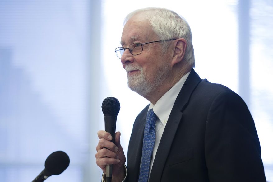 Rev. Thomas Ogletree speaks to the media during a news conference following the announcement that a case against him for breaking church law by officiating his son's same-sex marriage had been dropped, Monday, March 10, 2014, in White Plains, N.Y. Ogletree, 80, said he's grateful the church had decided not to prosecute him for what he called "an act of pastoral faithfulness and fatherly love." Bishop Martin McLee, who announced the decision, called on church officials to stop prosecuting other pastors for marrying same-sex couples. McLee, who leads the church's New York district said he would cease church trials over the issue in his district and would organize a broad discussion about the church's internal divisions over gay relationships. (AP Photo/John Minchillo)
