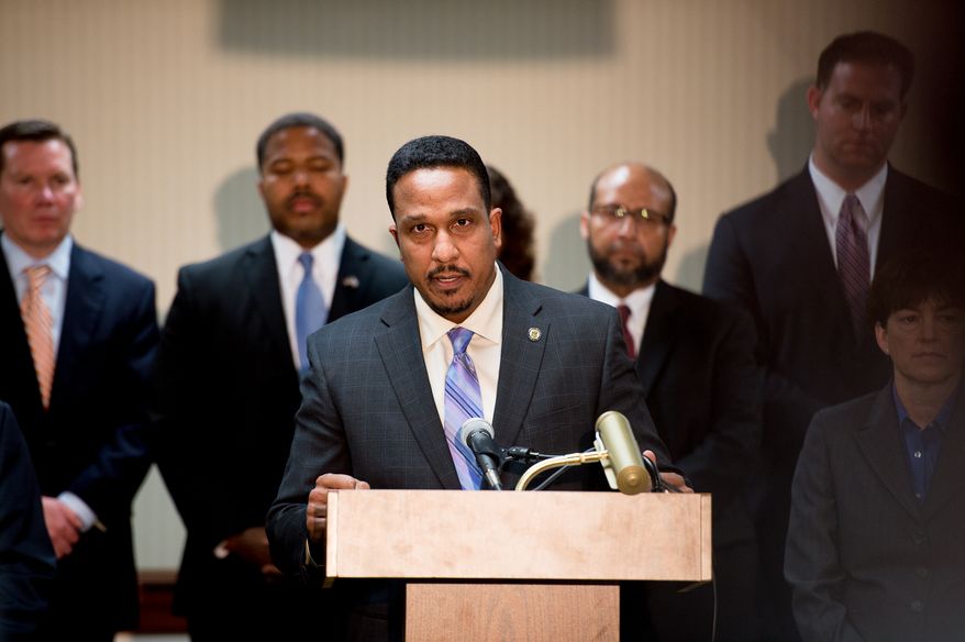 US Attorney for the District of Columbia Ronald Machen speaks at a press conference about the investigation of D.C. businessman Jeffrey E. Thompson, who pleaded guilty Monday to felony conspiracy charges for coordinating hundreds of thousands of dollars in illegal campaign cash to local and federal candidates, Washington, D.C., Monday, March 10, 2014. (Andrew Harnik/The Washington Times)