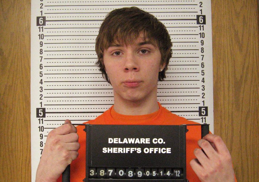 In this May 14, 2012 photo provided by the Delaware County, Iowa, Sheriff’s Office is Isaiah Sweet, then 17, who pleaded guilty to shooting his grandparents. A judge ruled Tuesday, March 11, 2014 that Sweet, now 19, should serve the maximum sentence of life in prison without parole for the 2012 slayings of Janet and Richard Sweet at their home in Manchester, Iowa. (AP Photo/Delaware County Sheriff’s Office)