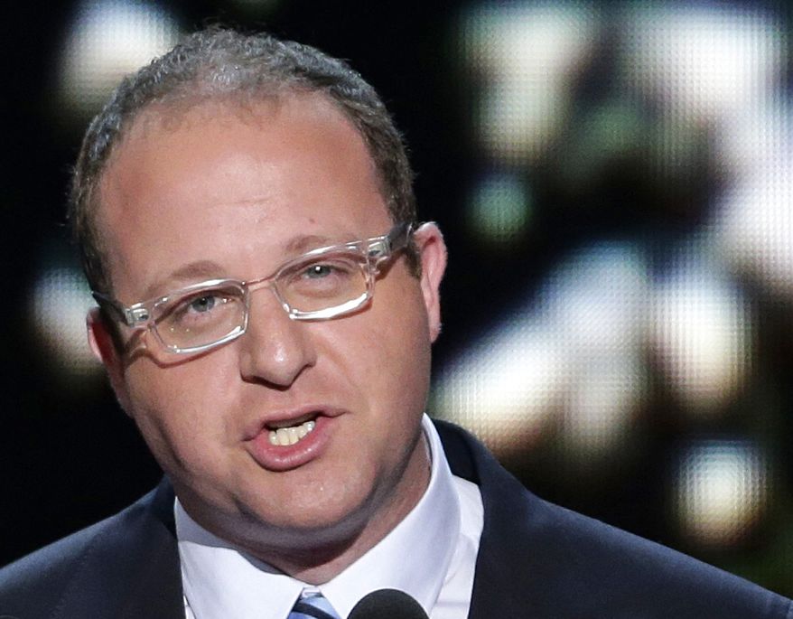 Rep. Jared Polis, Colorado Democrat, addresses the Democratic National Convention in Charlotte, N.C., on Sept. 4, 2012. (Associated Press) **FILE** 