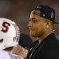 Miami Dolphins offensive lineman Jonathan Martin, who recently left the team, watches Southern California play Stanford during the first half of an NCAA college football game, Saturday, Nov. 16, 2013, in Los Angeles. (AP Photo/Mark J. Terrill) 