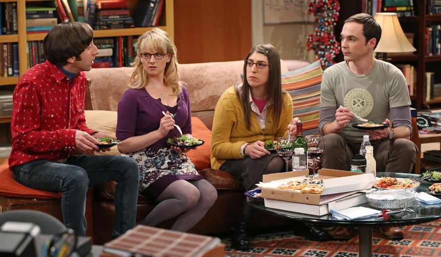 This image released by CBS shows, from left, Simon Helberg, Melissa Rauch, Mayim Bialik and Jim Parsons in a scene from &amp;quot;The Big Bang Theory.&amp;quot; CBS says it&#x27;s renewing its hit comedy &amp;quot;The Big Bang Theory&amp;quot; for three more years. This extraordinary deal would carry TV&#x27;s most-watched sitcom through the 2016-2017 season, the series’ tenth on the air. &amp;quot;The Big Bang Theory&amp;quot; premiered in September 2007, and has been a ratings smash for virtually its entire run. This season it has averaged nearly 20 million viewers each week. (AP Photo/CBS, Michael Yarish)