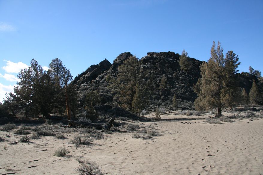 After about three miles, the Badlands Rock Trail leads here, to this large rock tower Northeast of Bend, OR. shown in this Feb. 21, 2014 photo. (AP Photo/The Bulletin, Alandra Johnson