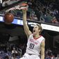 Maryland&#39;s Jake Layman (10) dunks against Florida State during the first half of a second round NCAA college basketball game at the Atlantic Coast Conference tournament in Greensboro, N.C., Thursday, March 13, 2014. (AP Photo/Bob Leverone)