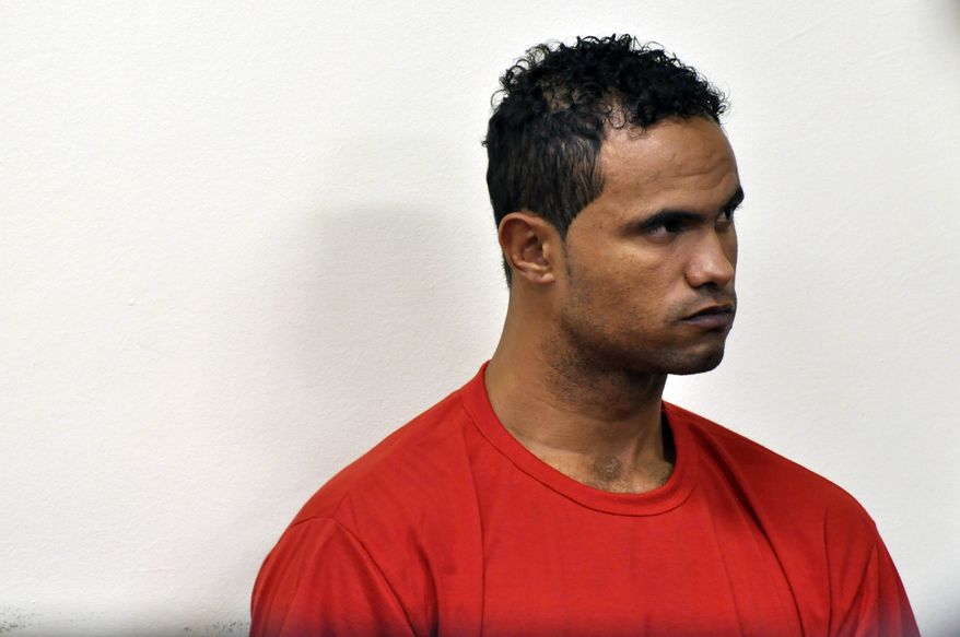 **FILE** In this photo released by the court of Minas Gerais, former Flamengo goalkeeper Bruno Fernandes attends his trial in Contagem, Minas Gerais state, Brazil, on March 7, 2013. Bruno was sentenced to 22 years and 3 months in prison for the death of his ex-girlfriend Eliza Samudio. (Associated Press/Renata Caldeira, Justice Tribunal of Minas Gerais)