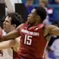 Stanford&#39;s Stefan Nastic, left, and Washington State&#39;s Junior Longrus vie for a rebound in the first half of an NCAA college basketball game in the Pac-12 men&#39;s tournament, Wednesday, March 12, 2014, in Las Vegas. (AP Photo/Julie Jacobson)