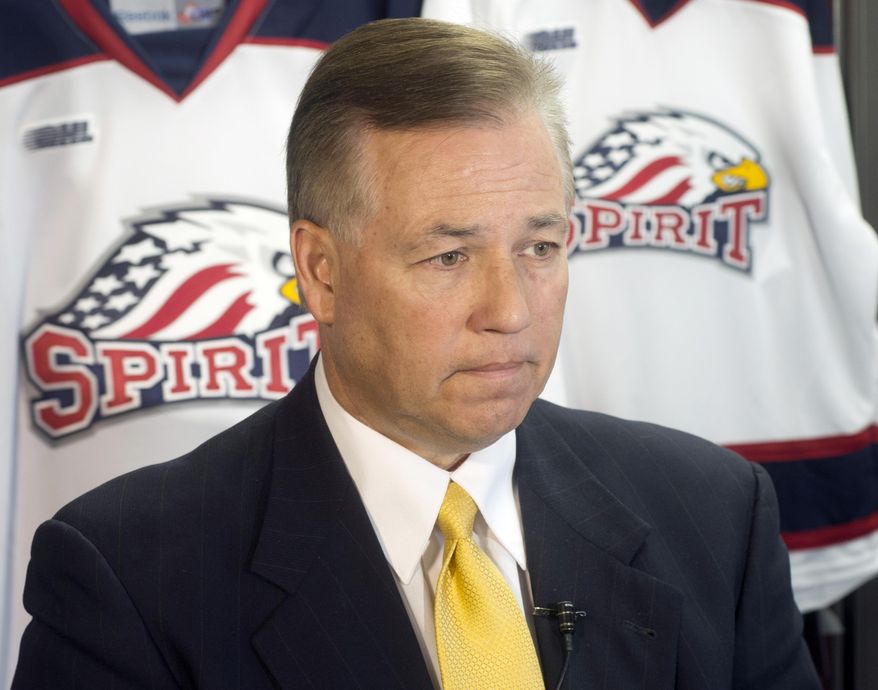Craig Goslin, Saginaw Spirit hockey team president and managing partner, answers questions during a news conference Thursday, March 13, 2014, about player Terry Trafford who was found dead after disappearing eight days earlier in Saginaw Township, Mich. The Toronto native was last seen March 3 at the Dow Event Center, the club's home arena. (AP Photo/The Saginaw News, Jeff Schrier)