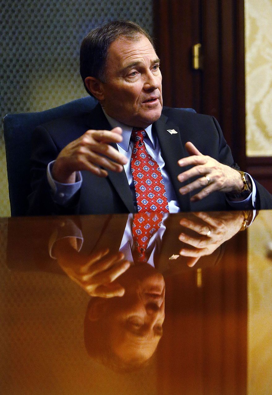 Gov. Gary Herbert of Utah is interviewed at the Capitol in Salt Lake City, Thursday, March 13, 2014. (AP Photo/Deseret News, Ravell Call)