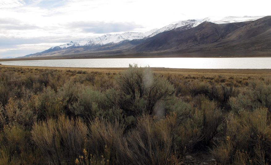ADVANCE FOR WEEKEND EDITIONS, MARCH 22-23- In this photo taken March 8, 2014, Mann Lake is shown near Burns, Ore. During spawning season, the trout venture close to shore and make for easy picking for wade anglers. Just five years after being devoid of fish, Mann Lake has re-established itself as the only place in Eastern Oregon to catch trophy-quality cutthroat trout. Located beneath Steens Mountain, the remote lake had long been known as a destination for catching stocked trout heavy with Lahontan genetics, a large desert subspecies that was native to the area before poor water practices drove the local population to presumed extinction. (AP Photo/East Oregonian, Tim Trainor)