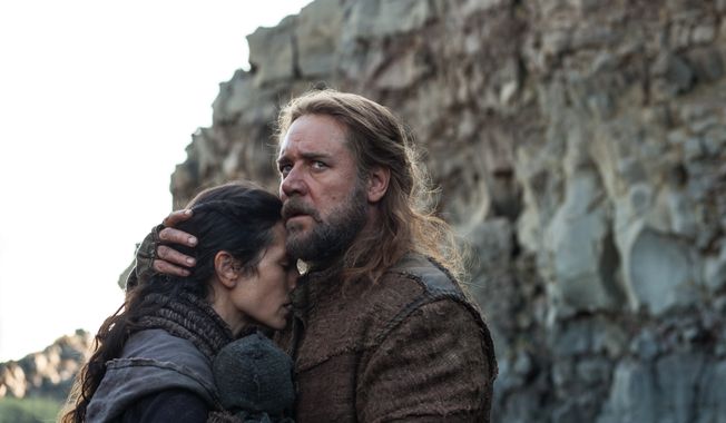 This image released by Paramount Pictures shows Jennifer Connelly, left, and Russell Crowe in a scene from &quot;Noah.&quot; (AP Photo/Paramount Pictures, Niko Tavernise)