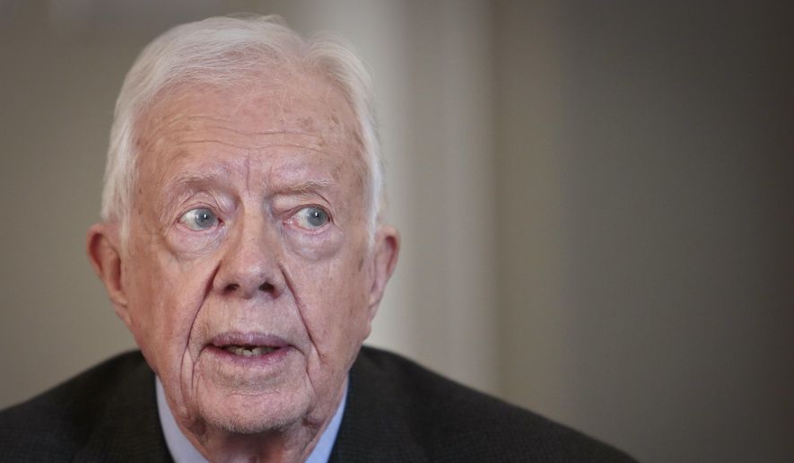 Former President Jimmy Carter speaks during an interview in New York on March 24, 2014. (Associated Press) **FILE** 