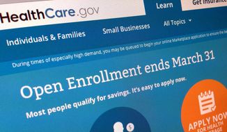 FILE - This March 1, 2014, file photo shows part of the website for HealthCare.gov as photographed in Washington. The new health care law helps some people, hurts others and confuses almost everyone. (AP Photo/Jon Elswick, File)