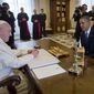 U.S. President Barack Obama meets with Pope Francis, Thursday, March 27, 2014 at the Vatican. (AP Photo/Pablo Martinez Monsivais)