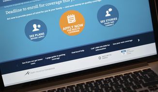 The HealthCare.gov website is shown on a laptop in Washington, Monday, March 31, 2014. Today is the deadline to sign up for private heath insurance in the online markets created by President Obama&#x27;s heath care law or face a federal fines. (AP Photo/J. David Ake)