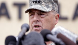 Lt. Gen. Mark Milley talks to the media near Fort Hood&#39;s main gate, Thursday, April 3, 2014, in Fort Hood, Texas. A soldier opened fire Wednesday on fellow service members at the Fort Hood military base, killing three people and wounding 16 before committing suicide. (AP Photo/Eric Gay)
