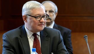 Russian Deputy Foreign Minister Sergei Ryabkov looks on at the start of the two days of closed-door nuclear talks on at the United Nations offices in Geneva on Oct. 15, 2013. (Associated Press)
