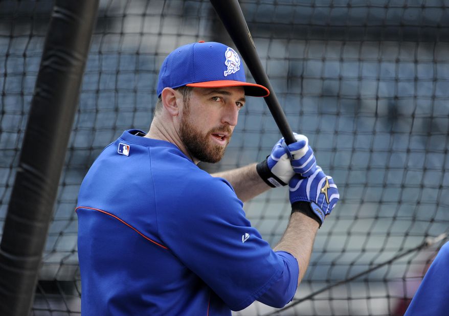 New York Mets' Ike Davis warms up batting practice before a baseball game against the Washington Nationals at Citi Field on Wednesday, April 2, 2014, in New York. (AP Photo/Kathy Kmonicek)