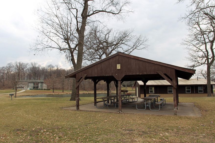 This photo taken on Monday, April 7, 2014, shows Iowa City Park in Iowa City, Iowa. Officials in Iowa City are seeking ideas to redesign the popular park after flooding last summer left it strewn with sand and debris. (AP Photo/Iowa City Press-Citizen, David Scrivner) NO SALES