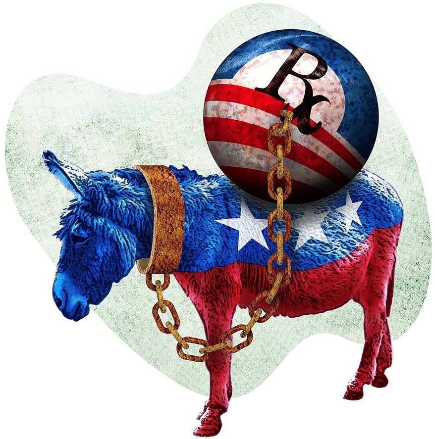 Obamacare Donkey Illustration by Greg Groesch/The Washington Times