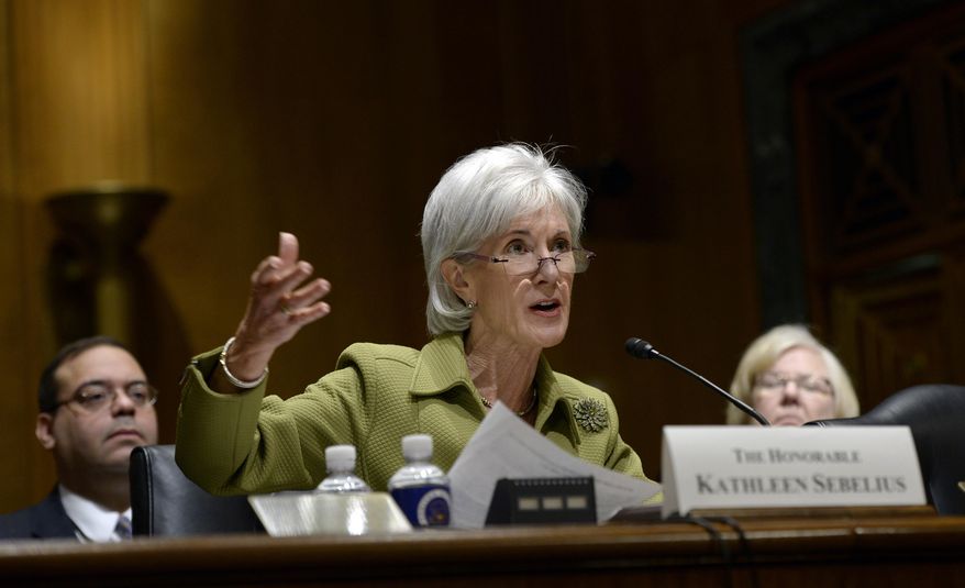 Health and Human Services Secretary Kathleen Sebelius testifies on Capitol Hill in Washington, Thursday, April 10, 2014, before the Senate Finance Committee hearing on the HHS Department's fiscal Year 2015 budget. Sebelius said 7.5 million Americans have now signed up for health coverage under President Barack Obama's health care law. That's a 400,000 increase from the 7.1 million that Obama announced last week at the end of the law's open enrollment period. The figure exceeded expectations, a surprise election-year success for the law after a disastrous roll-out. (AP Photo/Susan Walsh)