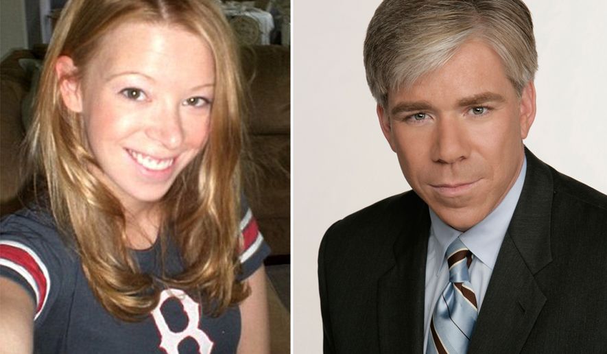 Boston Marathon bombing survivor Adrianne Haslet-Davis allegedly walked out of the set of Meet the Press with David Gregory (right).