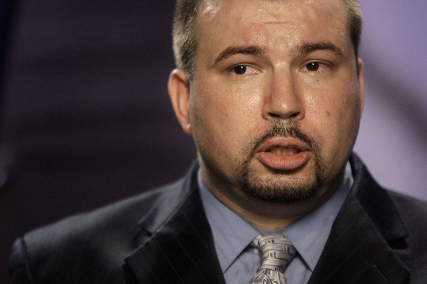 FILE- In this June 10, 2009 file photo, Jeffrey Deskovic responds to questions during an interview in New York. Deskovic, who had served 16 years in prison for a rape and murder he didn't commit, is reform advocate working to change some practices in the American justice system that can lead to wrongful convictions. While there are mechanisms in industries like airline travel and medicine that allows pilots and doctors to examine mistakes they make without blame, there is no such practice in the life-and-death world of criminal justice to combat wrongful convictions. (AP Photo/Frank Franklin II, File)