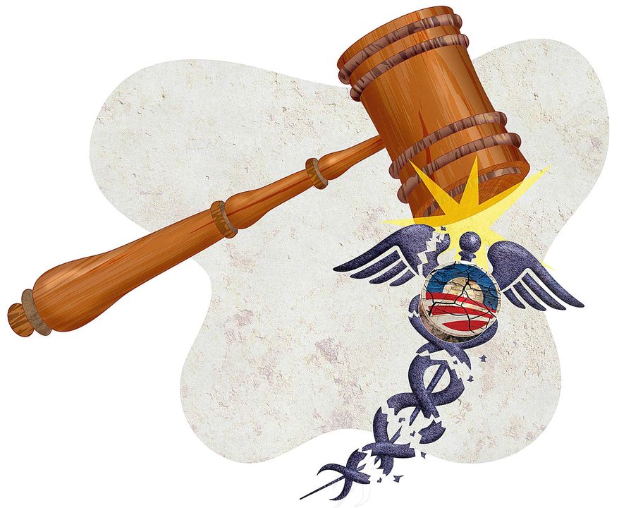 Lawsuit Against Obamacare Illustration by Greg Groesch/The Washington Times