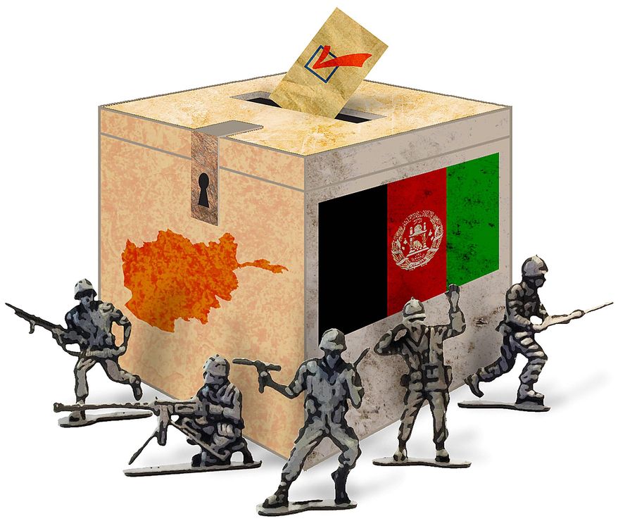 Afghan Election Soldiers Illustration by Greg Groesch/The Washington Times