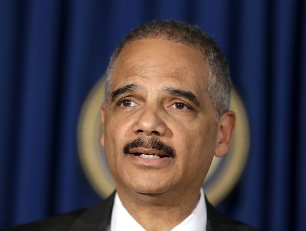 ** FILE ** This April 1, 2014, file photo shows Attorney General Eric Holder speaking in New York. (AP Photo/Seth Wenig, File)