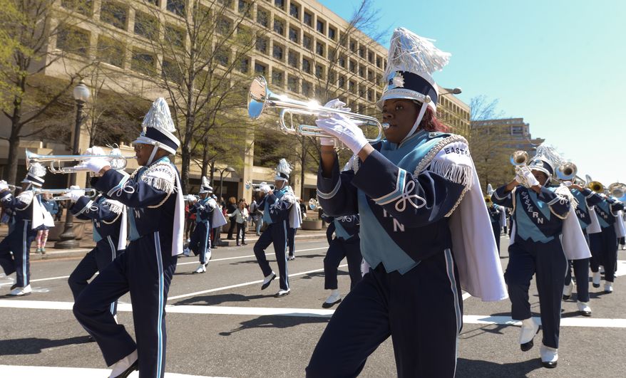 Members of Eastern High School Ramblers dance team was one of several area schools to perform in the annual Emancipation Day Parade on Wednesday, April 16. Khalid Naji-Allah /Special to The Washington Times