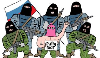 Illustration on Putin in Ukraine by Schot, De Volkskrant, Amsterdam, The Netherlands