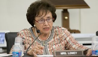 **FILE** Rep. Nita Lowey, New York Democrat and ranking member of the House subcommittee on State, Foreign Operations and Related Programs, questions US Agency for International Development (USAID) Administrator Dr. Rajiv Shah, on Capitol Hill in Washington on April 8, 2014. Shah testified on USAID&#39;s fiscal 2015 budget request but was questioned on the agency’s secret &#39;Cuban Twitter&#39;, a social media network built to stir unrest in the communist island. (Associated Press)