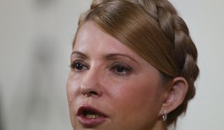 Former prime minister and presidential hopeful Yulia Tymoshenko, speaks during press conference in Donetsk, Ukraine, Friday, April 18, 2014. Tymoshenko arrived Friday in Donetsk in a bid to defuse the tensions and hear &amp;quot;the demands of Ukrainians who live in Donetsk.&amp;quot;(AP Photo/Sergei Grits)