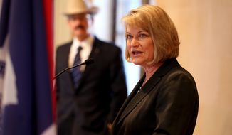 Wyoming Rep. Cynthia M. Lummis speaks during a press conference where she announced her bid to seek a fourth 2-year term to Wyoming&#x27;s only seat in the U.S. House of Representatives, Wednesday April 23, 2014, in Cheyenne, Wyo. (AP Photo/Wyoming Tribune Eagle, Michael Smith)