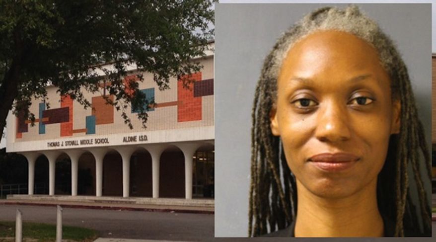 Felicia Smith, 42, a teacher at Stovall Middle School, was removed from campus after she admitted to giving a male student a lap dance for his birthday on Feb. 26. (Harris County Sheriff's Office via KHOU)