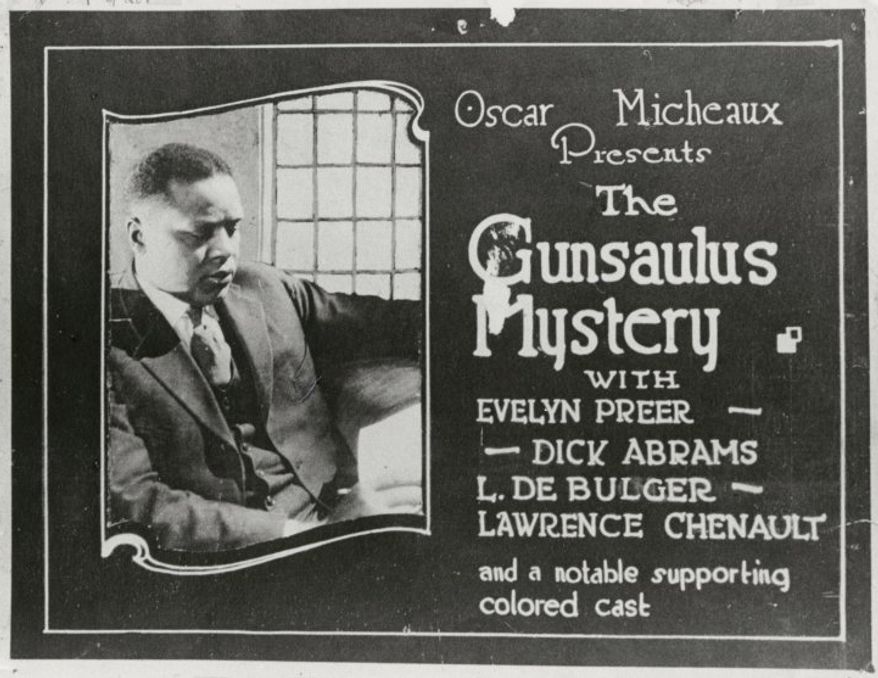 Poster for Oscar Micheaux's film 'Gunsaulus Mystery.'