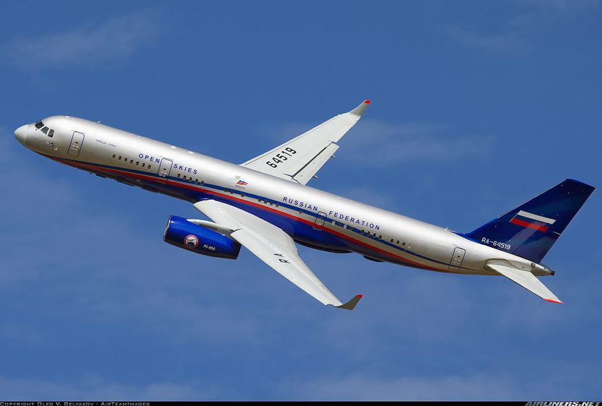 The new Russian aircraft in question is the Tu-214ON, which will be outfitted with digital imagery equipment, sideways-looking synthetic aperture radar and infrared gear. (Oleg V. Belyakov)