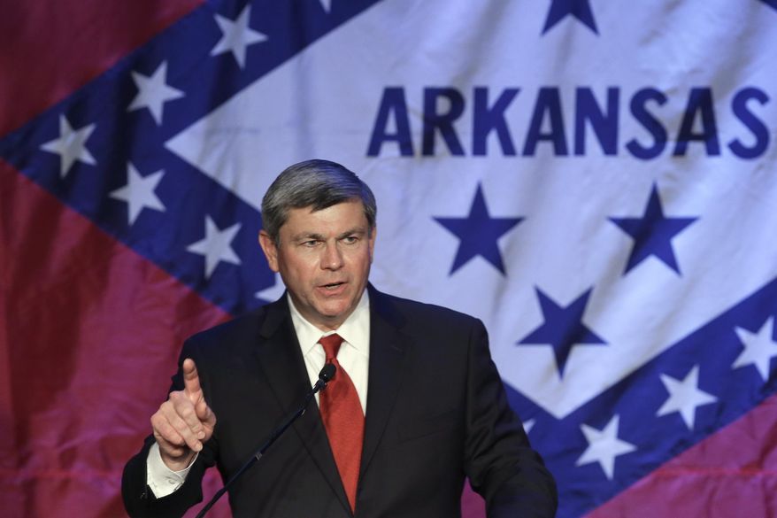 Former Democratic Congressman Mike Ross speaks at a political fund raiser in Little Rock, Ark., Saturday, May 3, 2014. Ross is seeking the Democratic party nomination in the race for Arkansas governor. (AP Photo/Danny Johnston)