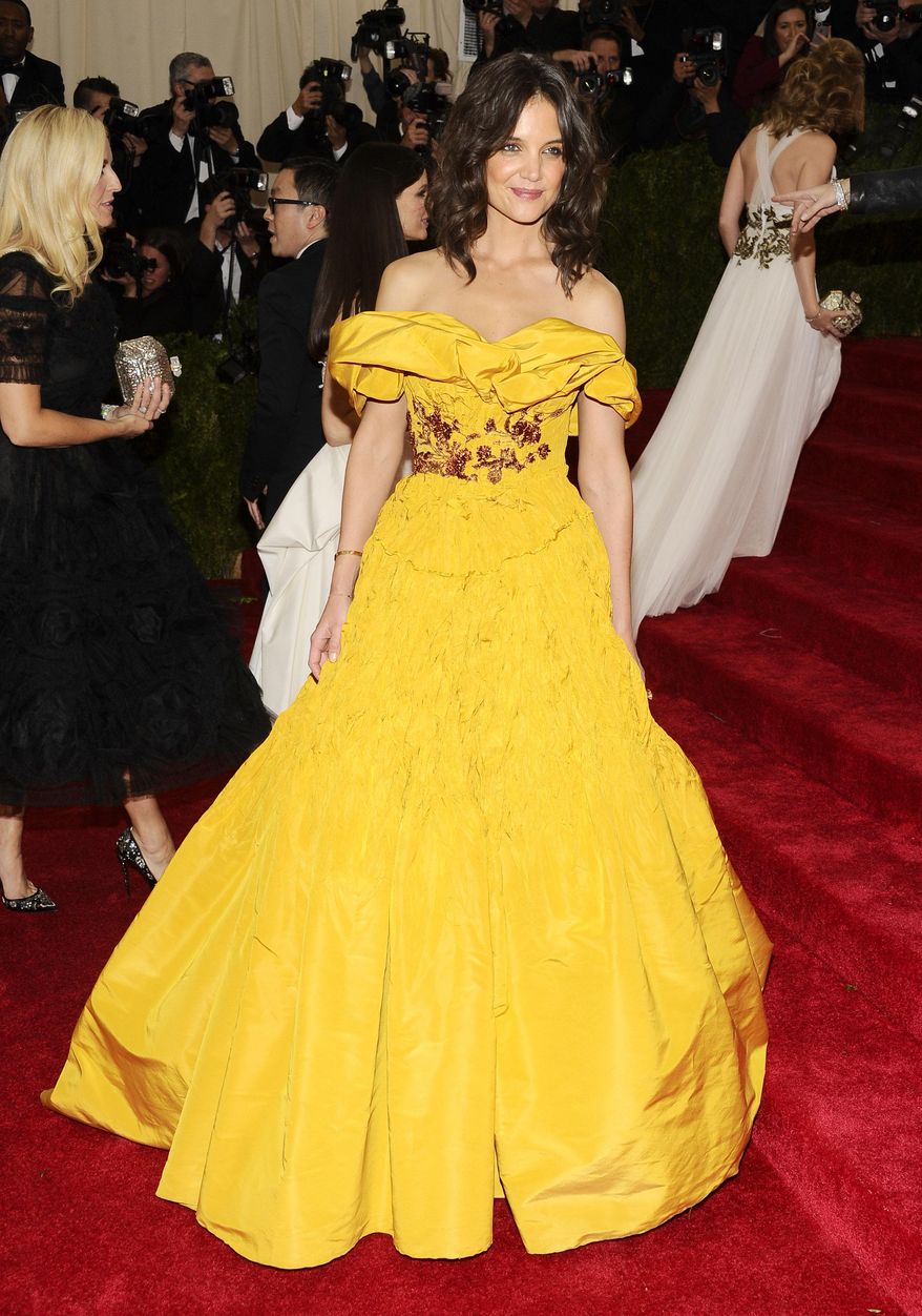 Katie Holmes attends The Metropolitan Museum of Art's Costume Institute benefit gala celebrating "Charles James: Beyond Fashion" on Monday, May 5, 2014, in New York. (Photo by Charles Sykes/Invision/AP)
