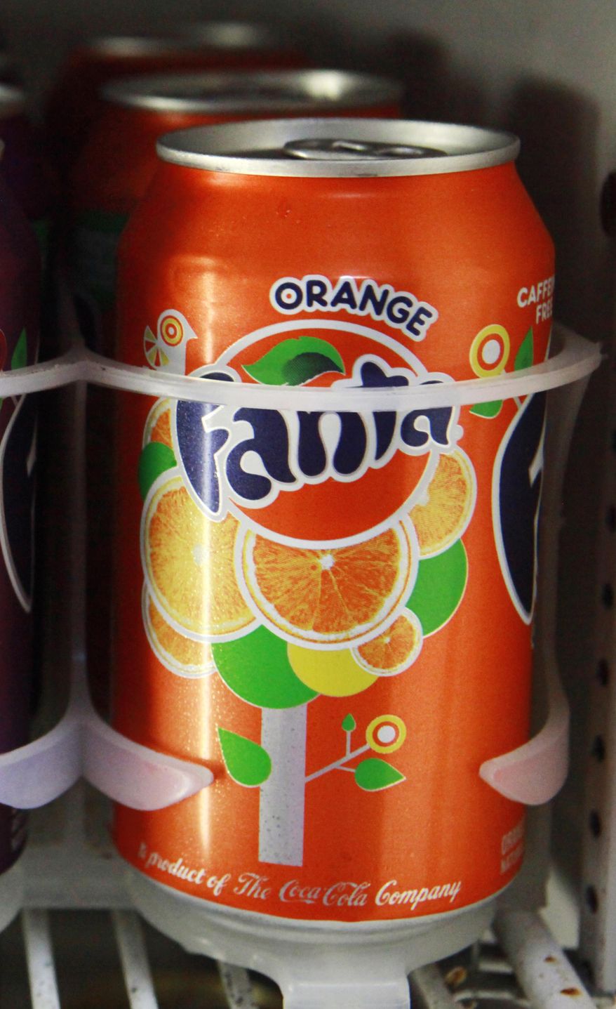 FILE - This May 22, 2010 file photo shows a can of Fanta orange soda at The Corner Market in Washington. Coca-Cola on Monday, May 5, 2014 said it will drop brominated vegetable oil from all its drinks that contain it, not just Powerade. The Atlanta-based company says the controversial ingredient is still being used in some flavors of Fanta and Fresca, as well as several citrus-flavored fountain drinks. (AP Photo/Jacquelyn Martin, File)