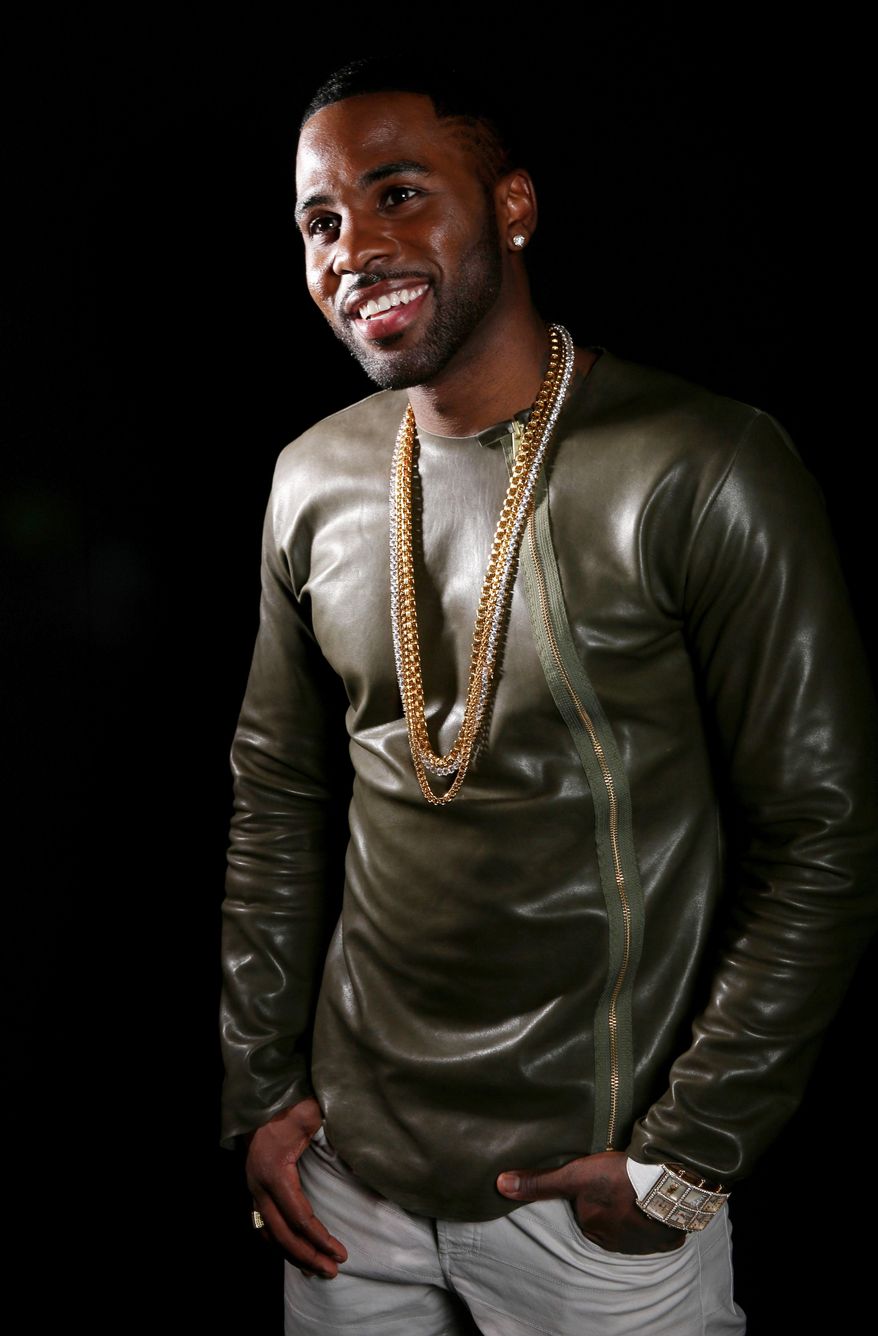 In this April 15, 2014 photo, Jason Derulo poses for a portrait in Los Angeles. Derulo, 24, says both his new album, "Talk Dirty," and single of the same name reflect his growth as a singer and songwriter. Derulo, who is finding more success on the urban charts thanks to “Talk Dirty,” says he started musically in the hip-hop scene. (Photo by Matt Sayles/Invision/AP)