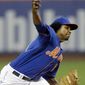 New York Mets&#39; Jenrry Mejia delivers a pitch during the first inning of a baseball game against the Philadelphia Phillies, Friday, May 9, 2014, in New York. (AP Photo/Frank Franklin II)