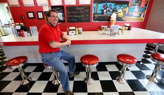 ADVANCE FOR RELEASE SATURDAY, MAY 10, 2014, AND THEREAFTER- In this May 2, 2014 photo, Pat Orr, owner of the Maid-Rite, sits for a photo in Cascade, Iowa.  Recent strange events at the restaurant have the owner and his employees spooked. (AP Photo/The Telegraph Herald, Dave Kettering)