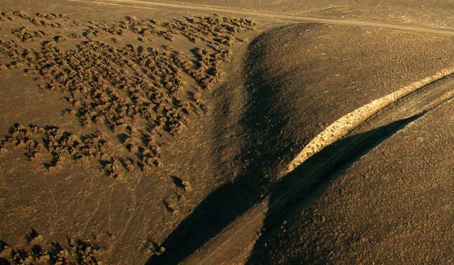 This 2007 aerial file photo provided by the United States Geological Survey shows a view looking southeast along the surface trace of the San Andreas fault in the Carrizo Plain area of California. (AP Photo/U.S. Geological Survey, Scott Haefner) **FILE**